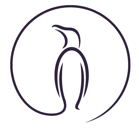 Black White Retro Line art Penguin Logo
